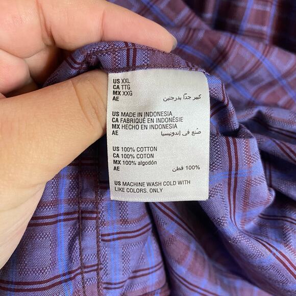 Tasso Elba Purple Plaid Long Sleeve Button Up Size XXL - Picture 6 of 6